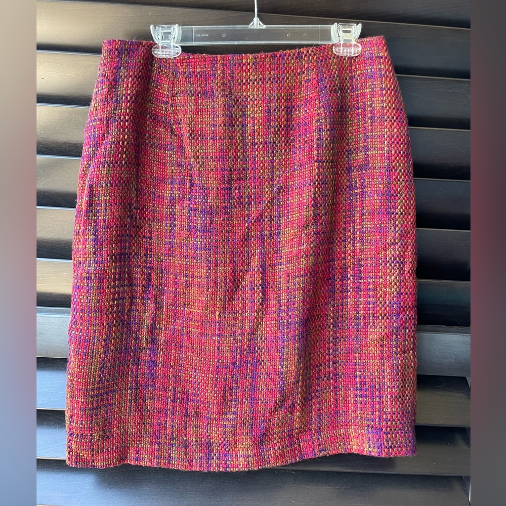 Spenser Jeremy Tweed Red Skirt Size 12 Back Zip